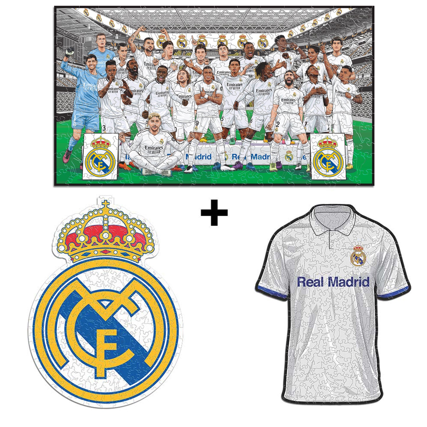 3 PACK Real Madrid CF® Logo + Équipe + Maillot