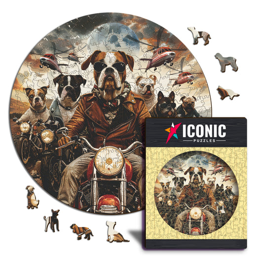 Chiens Motocyclistes - Puzzle en Bois