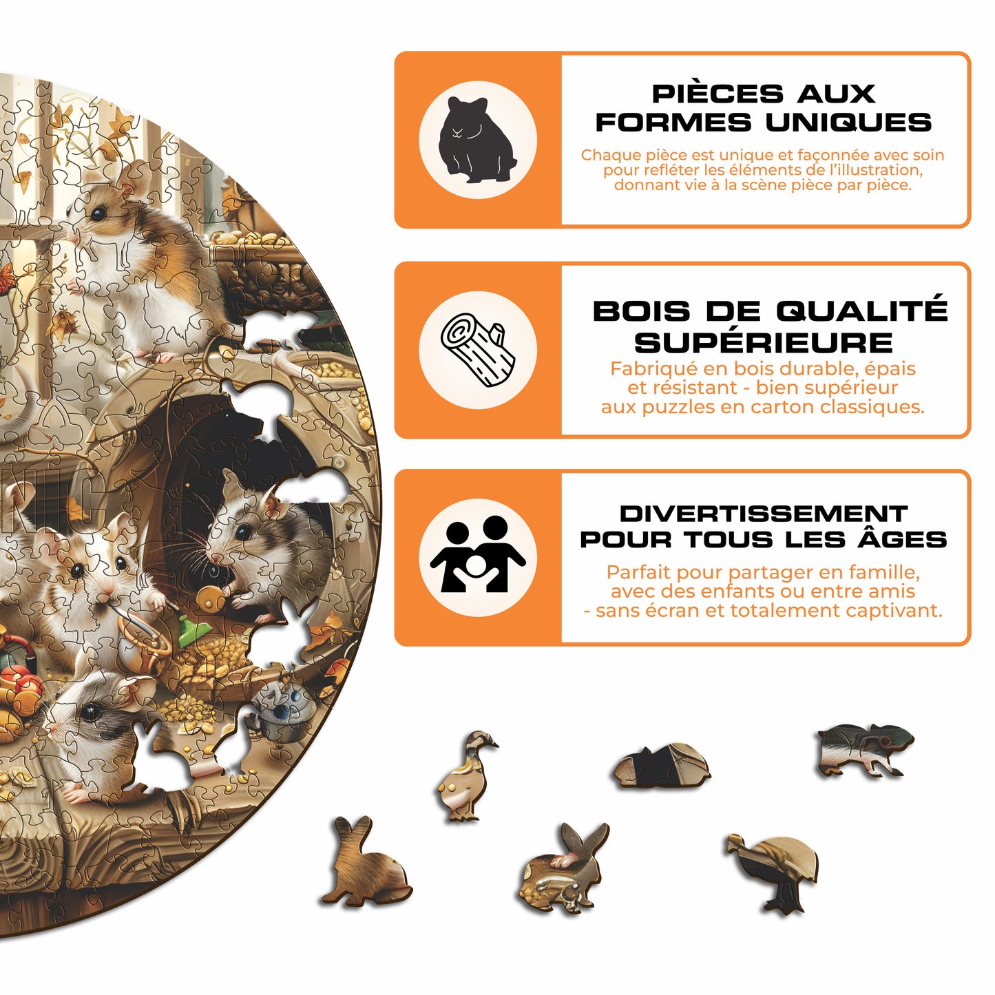 Hamsters Curieux - Puzzle en Bois