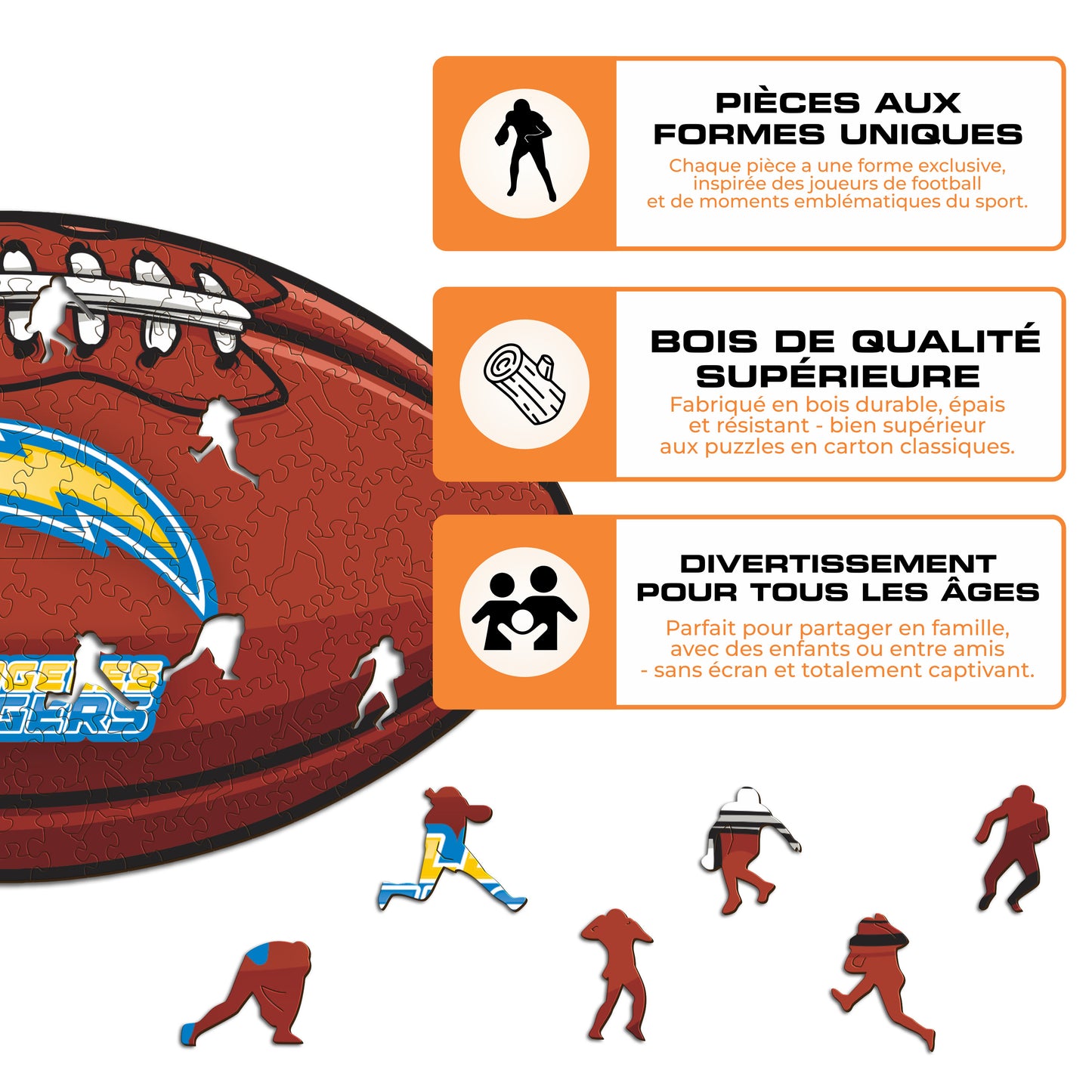 Football Los Angeles Chargers™ - Puzzle en Bois