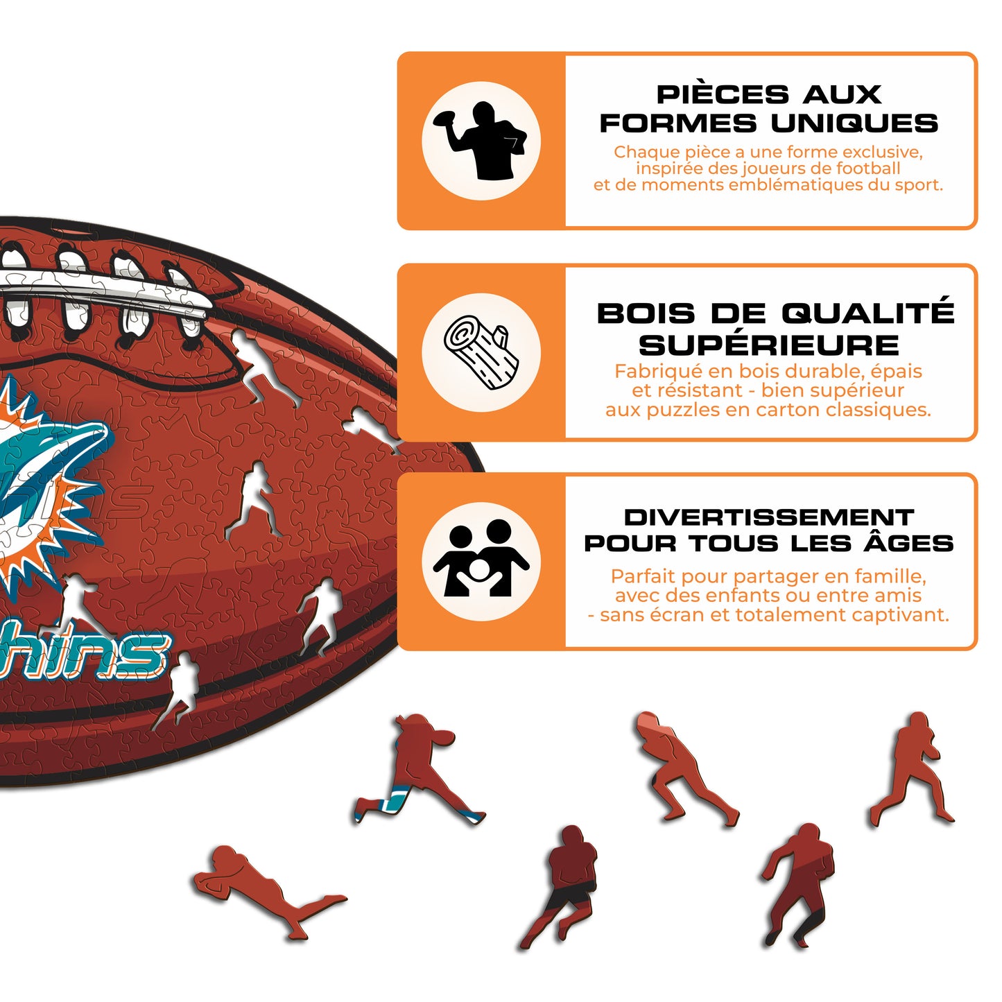 Football Miami Dolphins™ - Puzzle en Bois