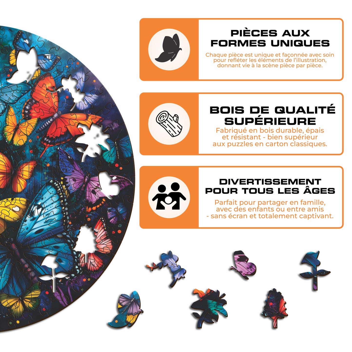Papillons Magiques - Puzzle en Bois