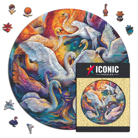 Cygnes Majestueux - Puzzle en Bois