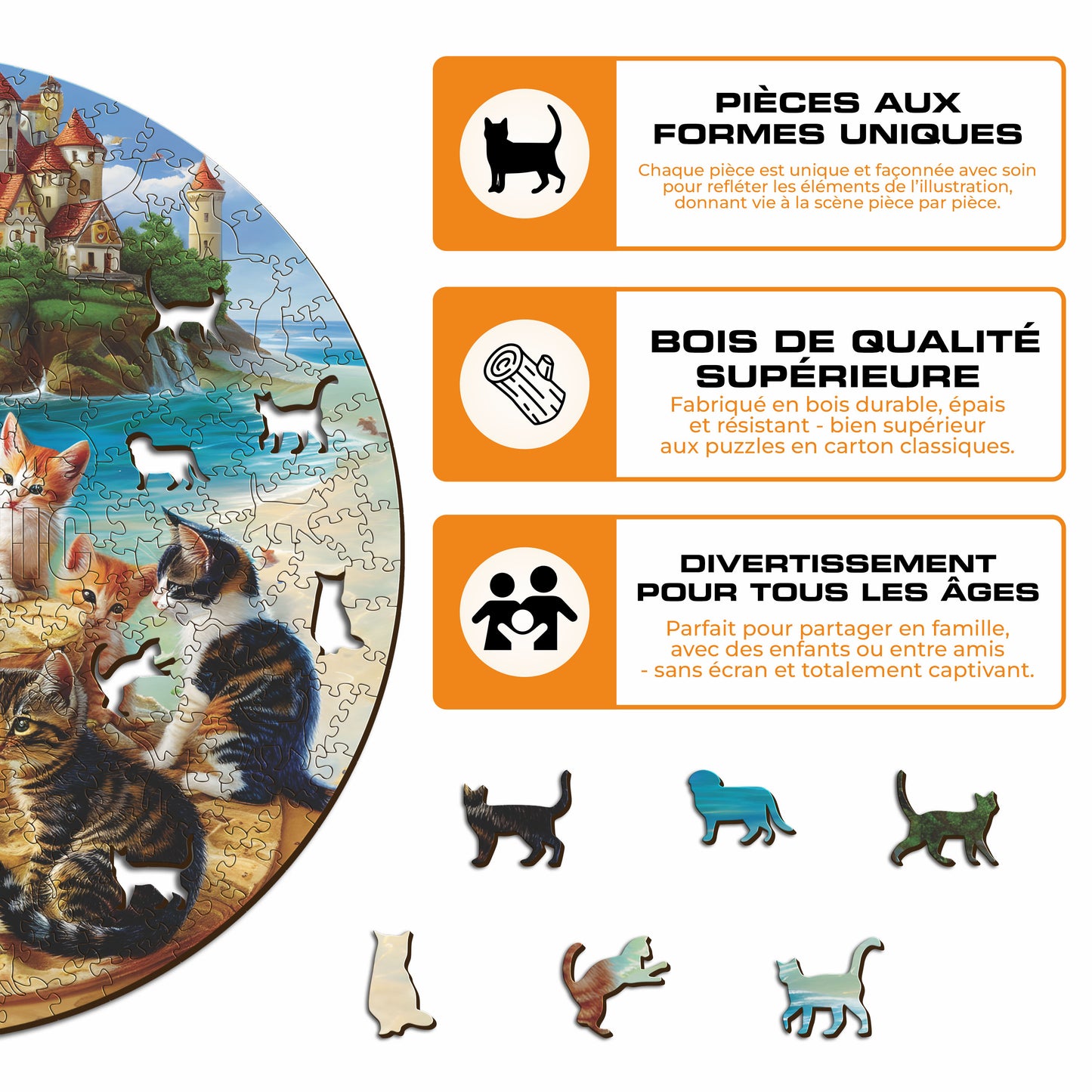 Chats Á La Mer - Puzzle en Bois