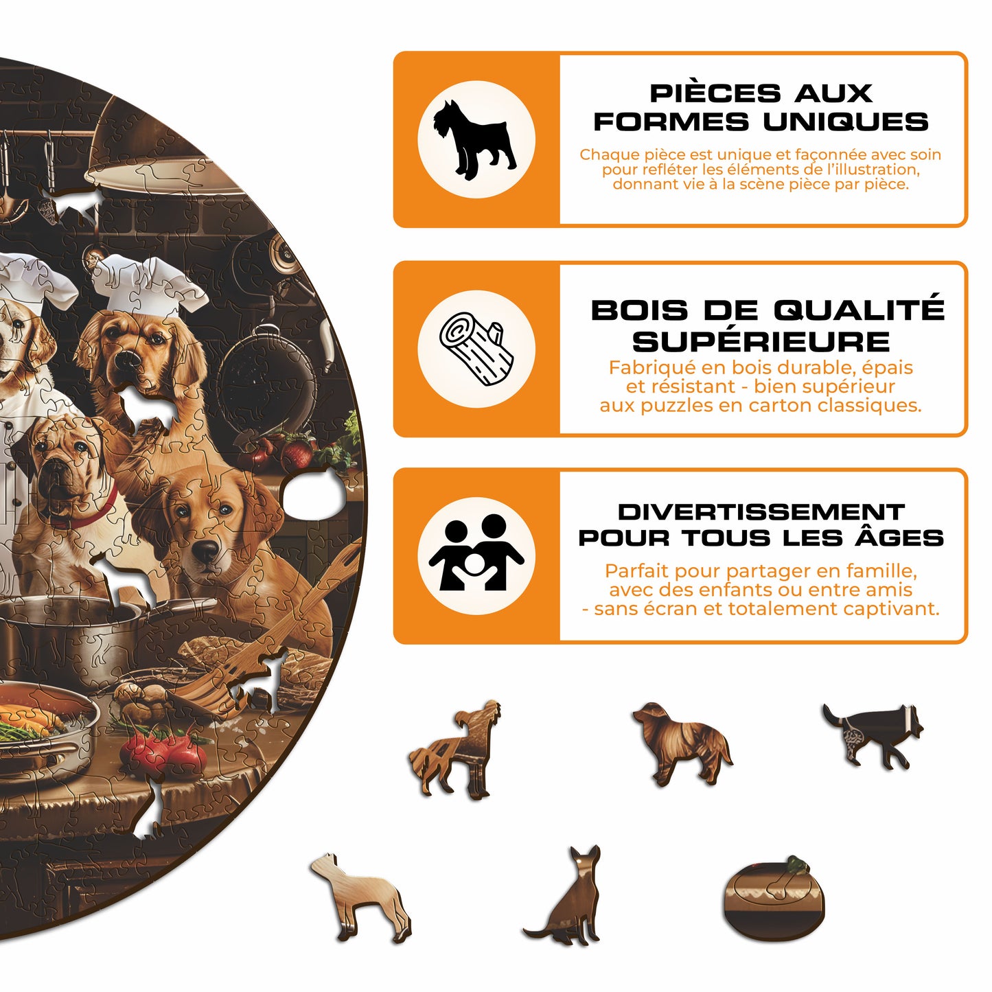 Chiens Chef - Puzzle en Bois