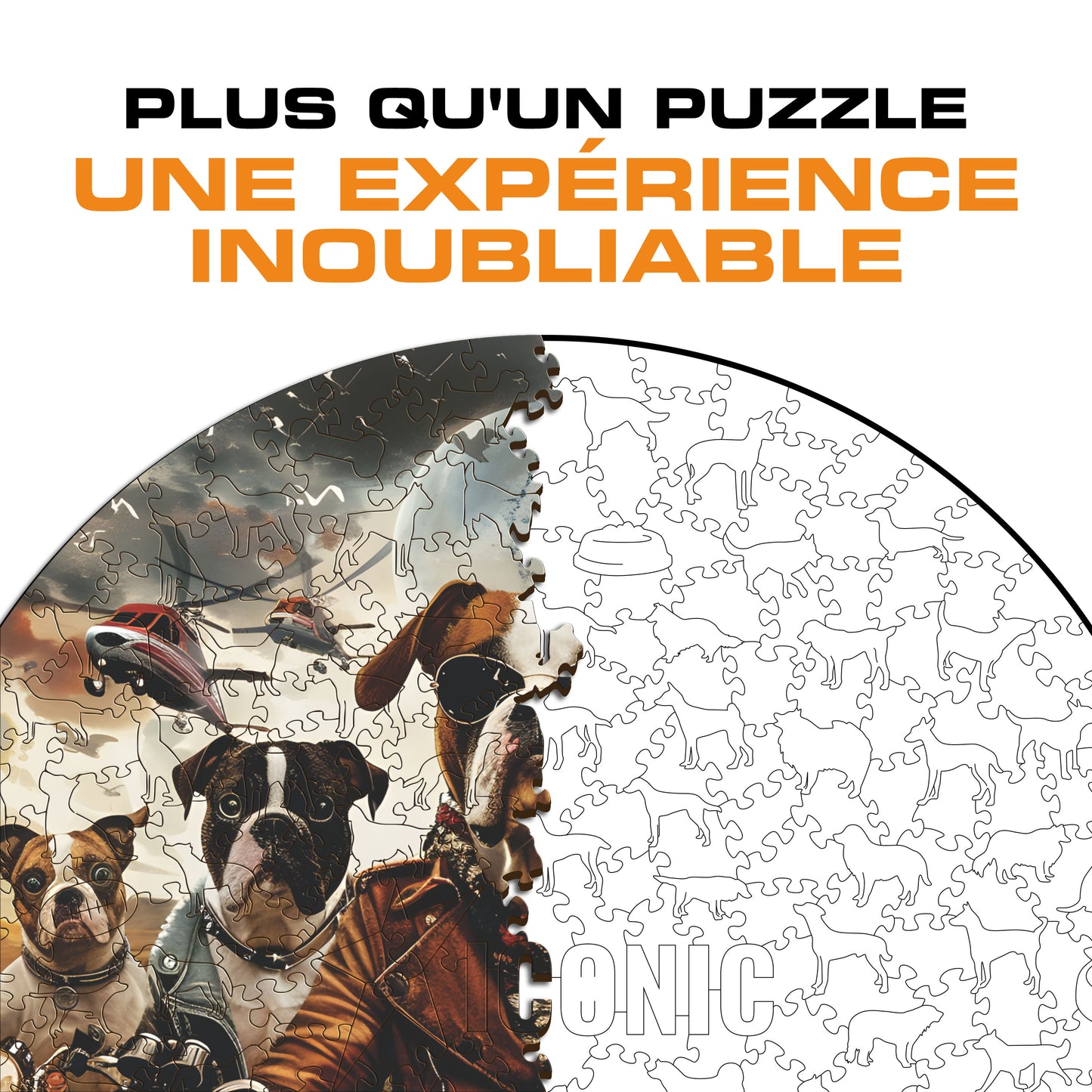 Chiens Motocyclistes - Puzzle en Bois