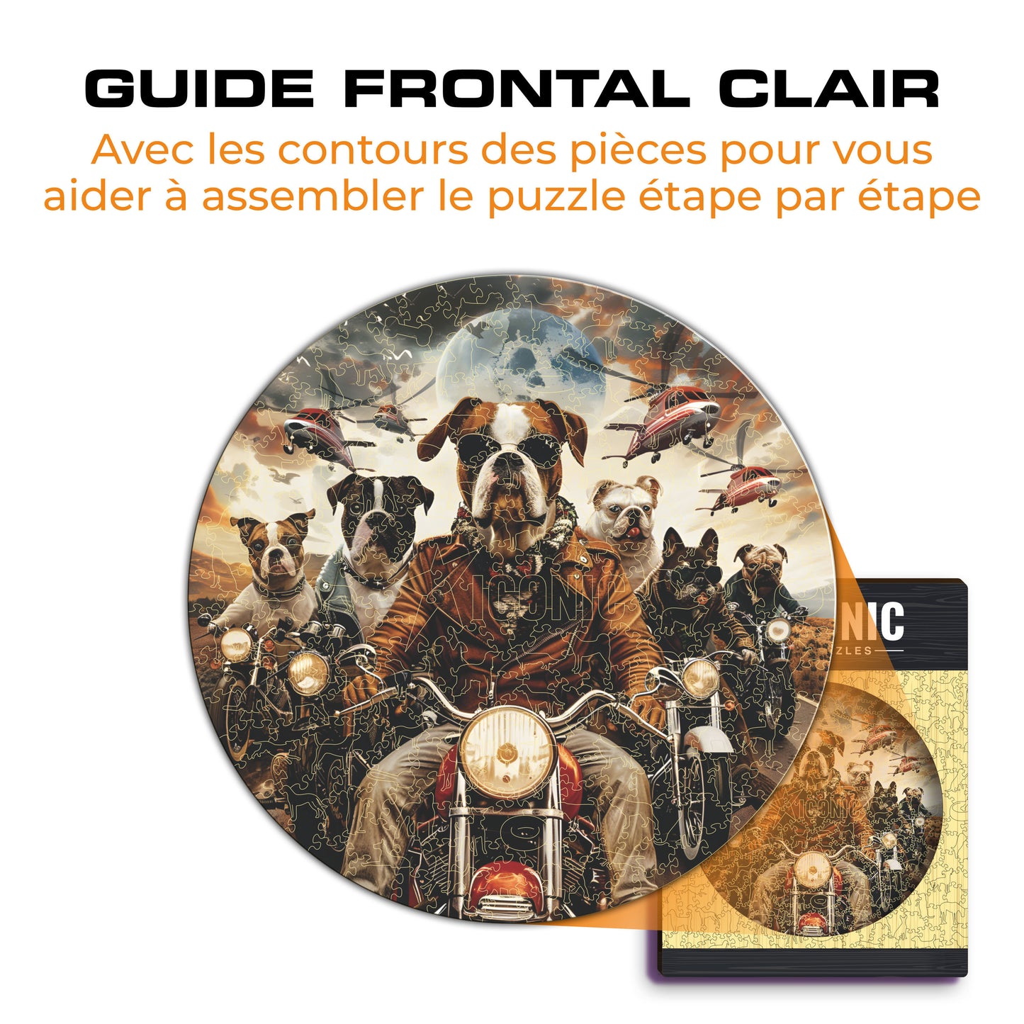 Chiens Motocyclistes - Puzzle en Bois