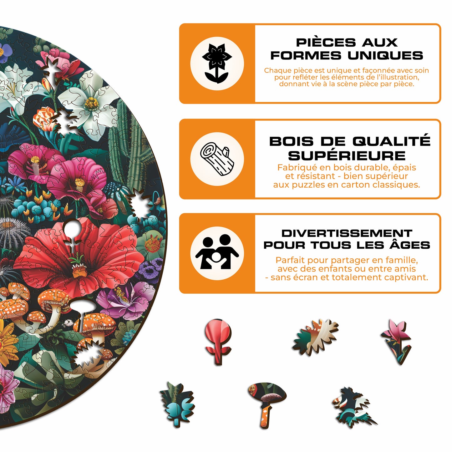 Fleurs Enchantées - Puzzle en Bois