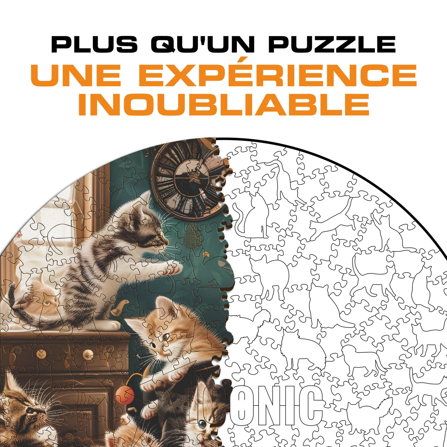 Chatons Joueurs - Puzzle en Bois