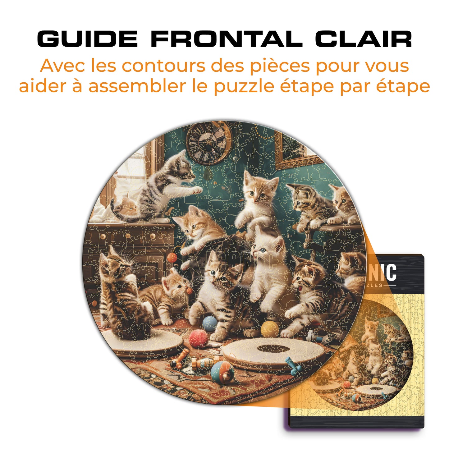 Chatons Joueurs - Puzzle en Bois
