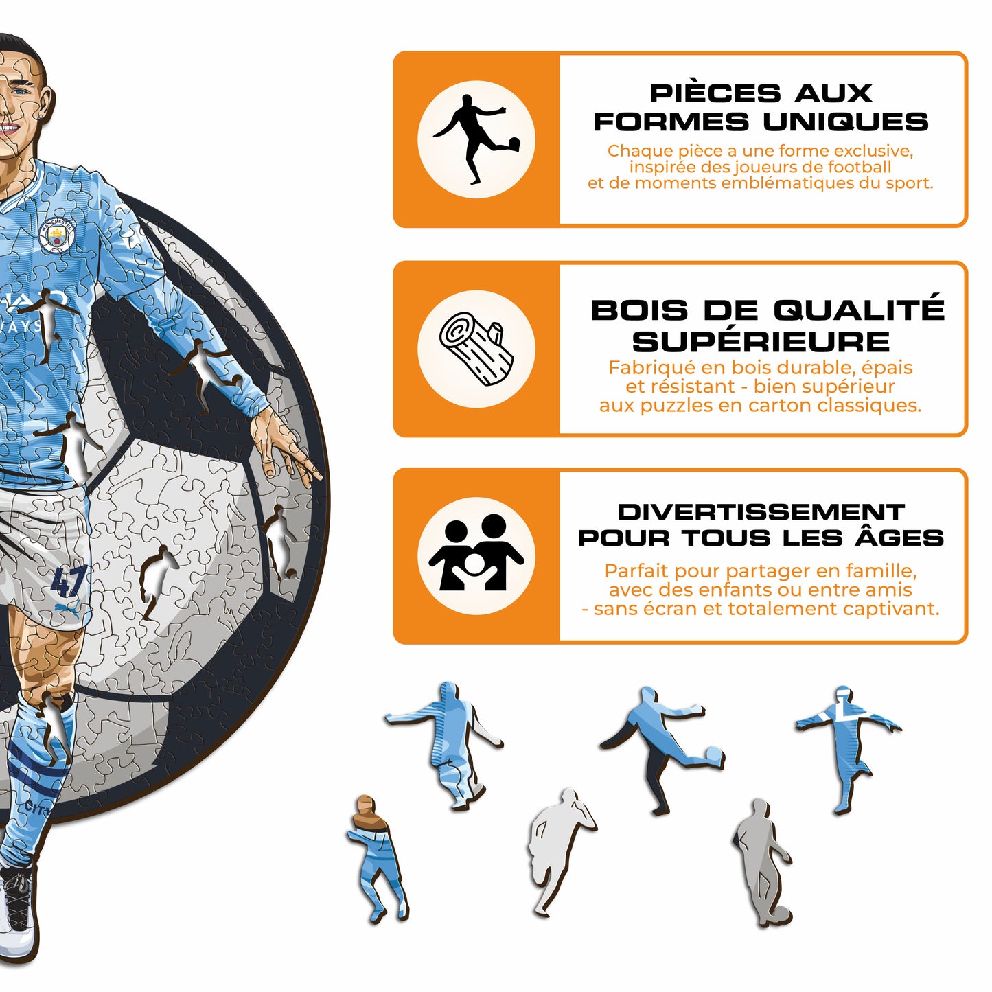 Phil Foden - Puzzle en Bois