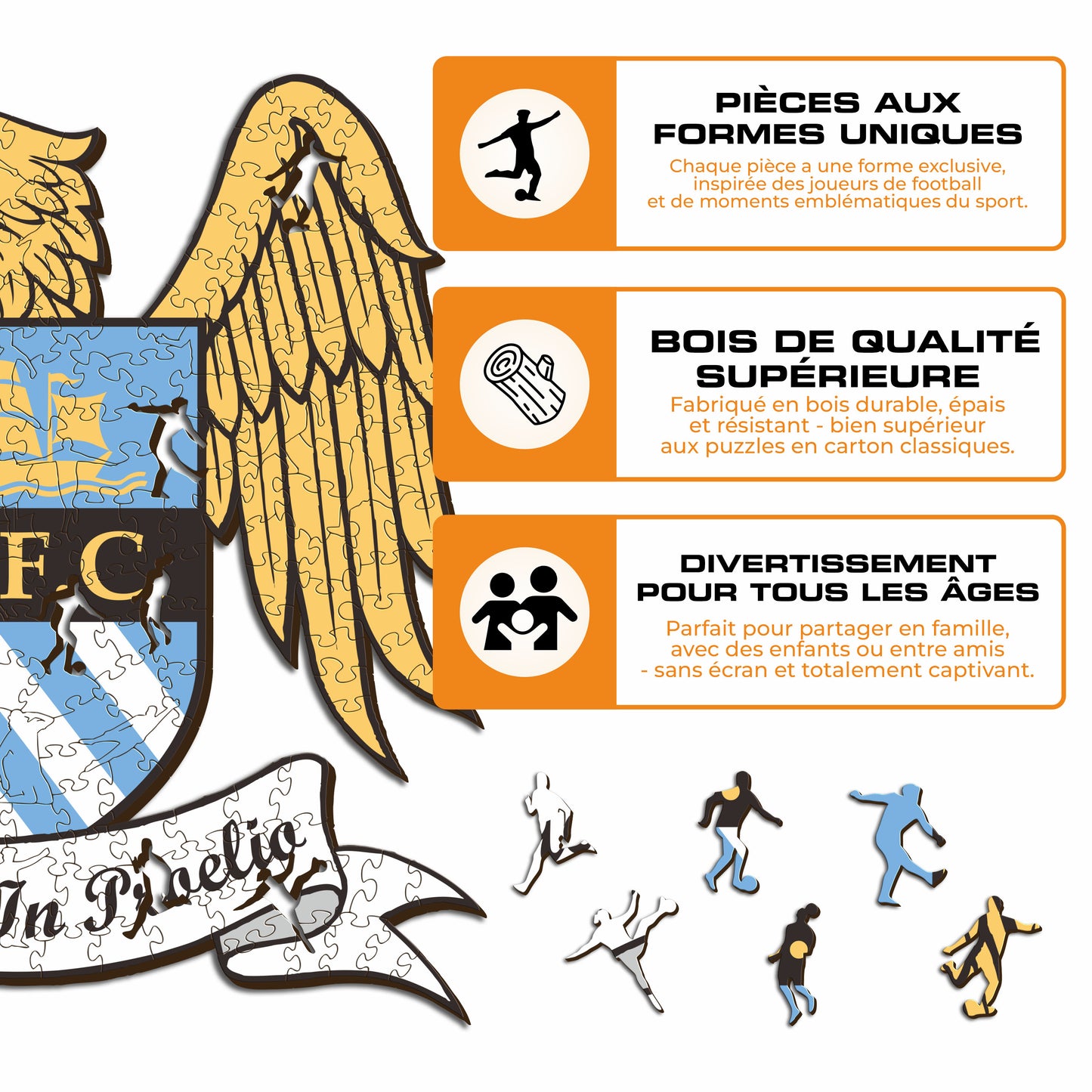 Retro Logo Manchester City FC® - Puzzle en Bois