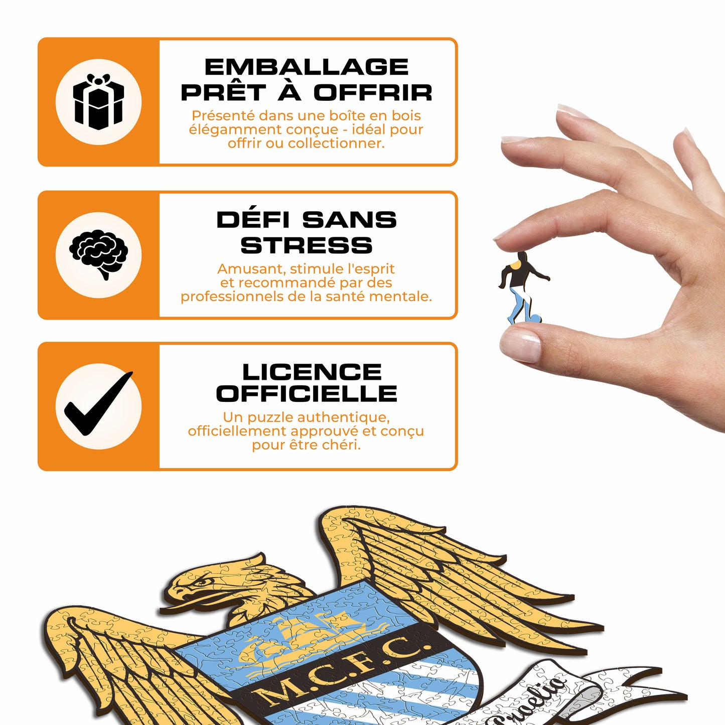 Retro Logo Manchester City FC® - Puzzle en Bois