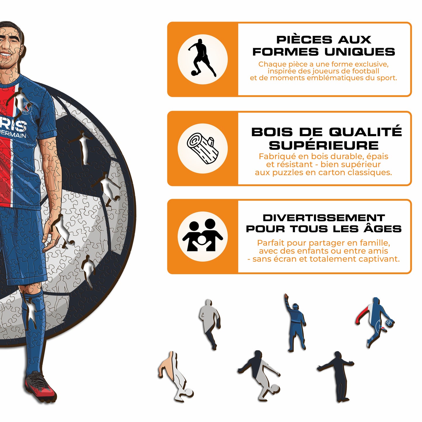 Achraf Hakimi - Puzzle en Bois