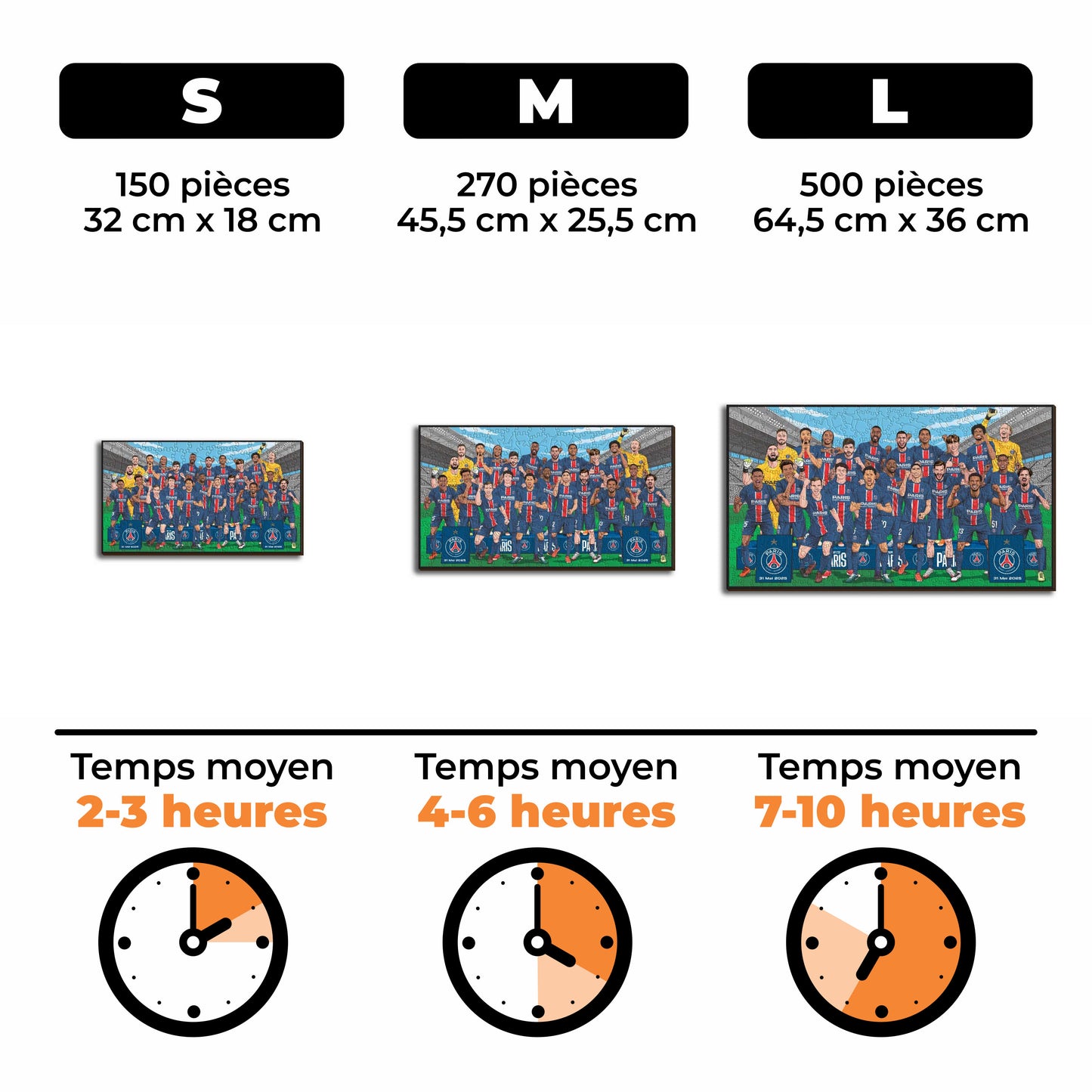 Équipe Paris Saint-Germain® 2024/25 "Triplé Historique" – Puzzle en Bois