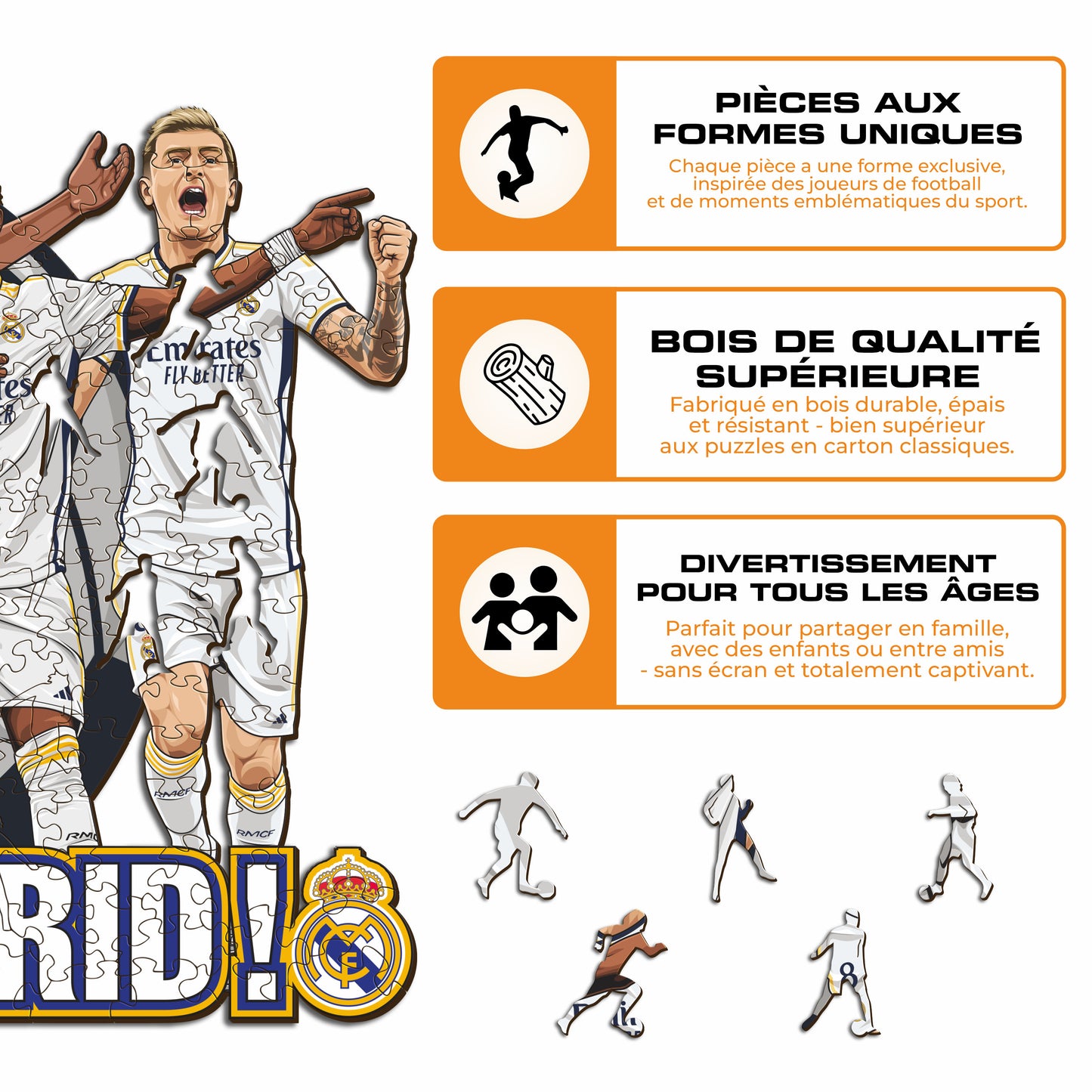5 Jouers Real Madrid CF® - Puzzle en Bois