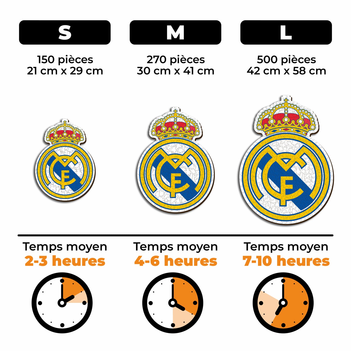 2 PACK Real Madrid CF® Logo + Équipe - Puzzle Officiel en Bois