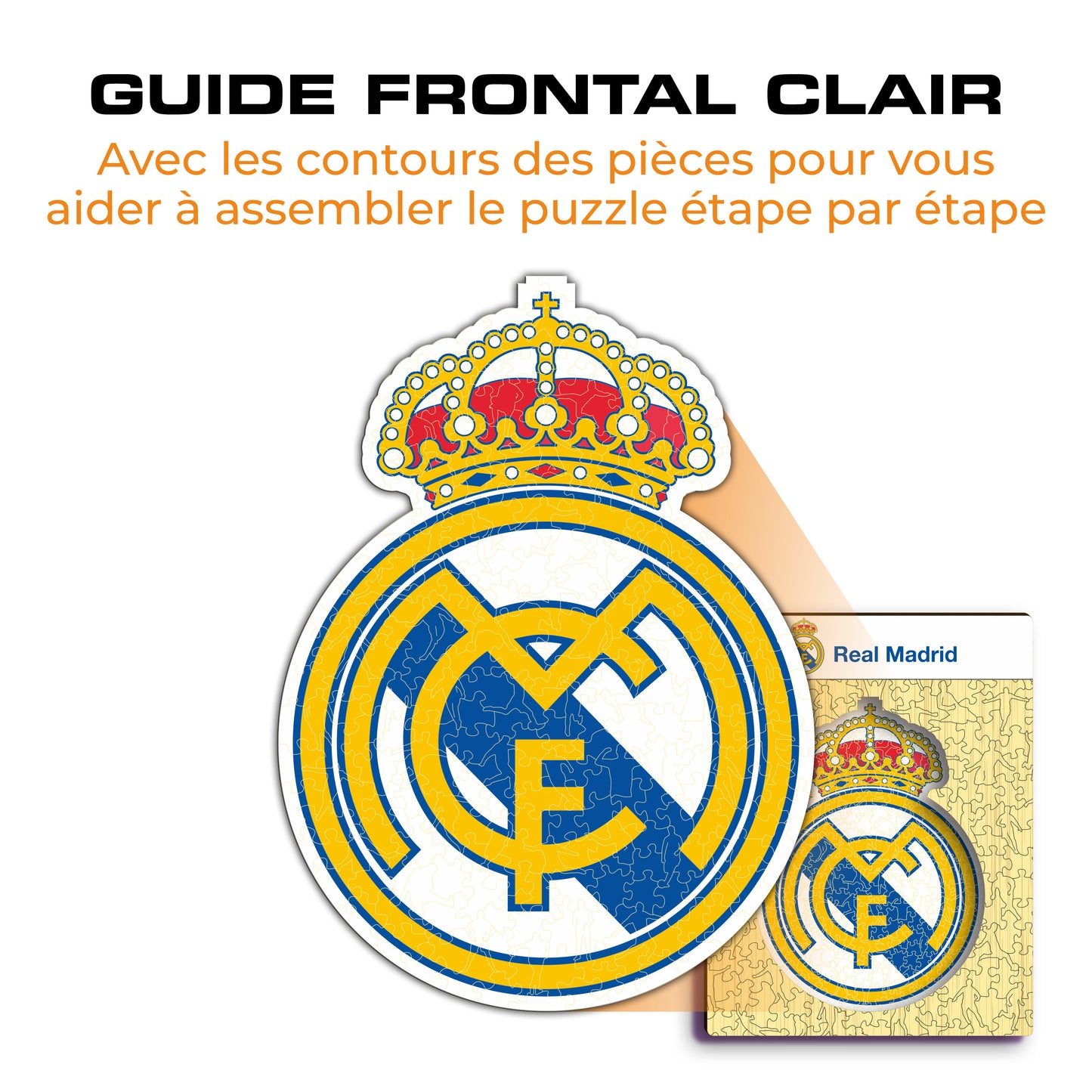 2 PACK Real Madrid CF® Logo + Équipe - Puzzle Officiel en Bois
