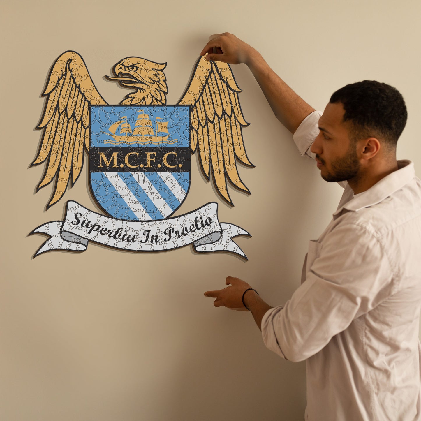 Retro Logo Manchester City FC® - Puzzle en Bois