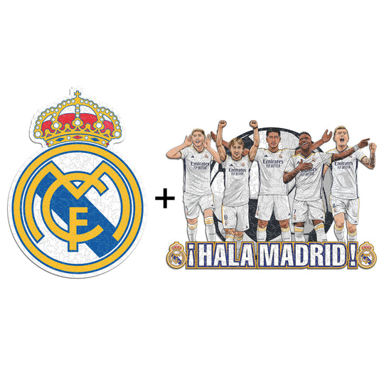 2 PACK Real Madrid CF® Logo + 5 Jouers - Puzzle Officiel en Bois