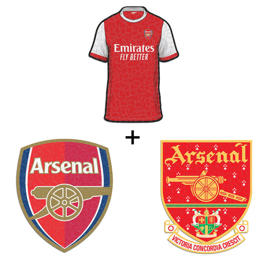 3 PACK Arsenal FC® Logo + Retro Logo + Maillot