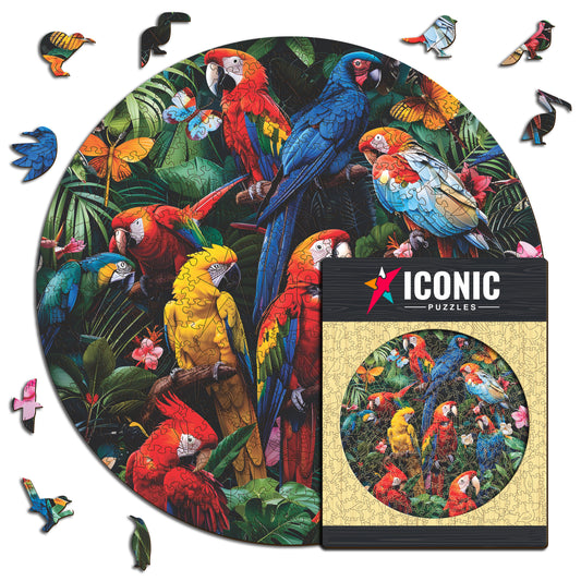 Perroquets Colorés - Puzzle en Bois