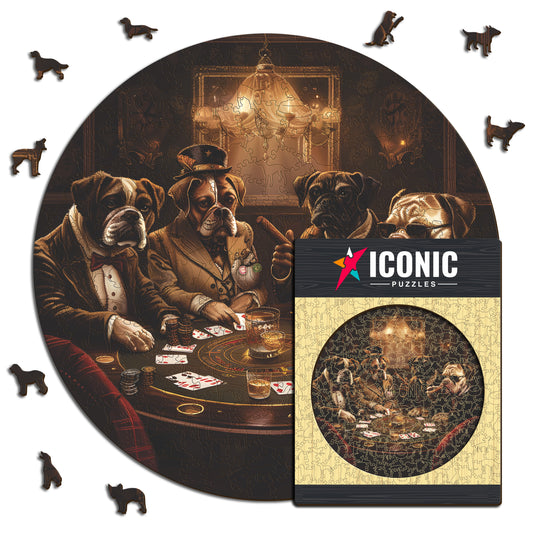 Chiens Jouant au Poker - Puzzle en Bois