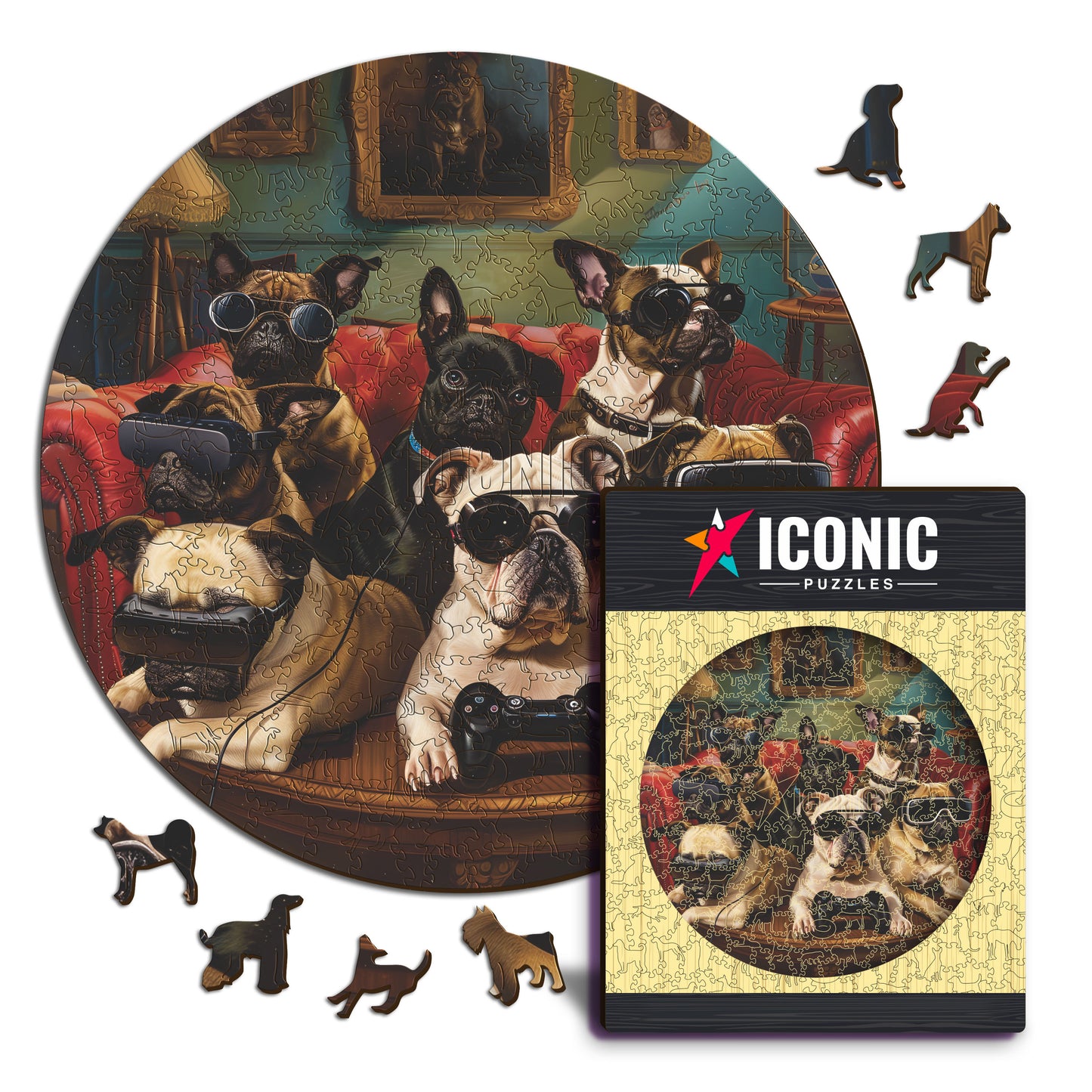 Chiens Joueurs - Puzzle en Bois