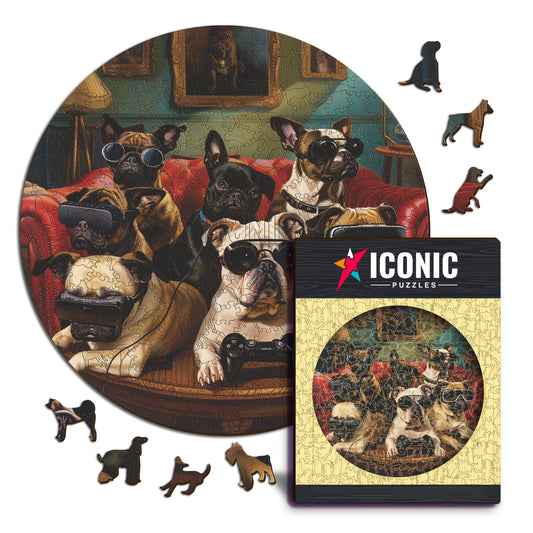 Chiens Joueurs - Puzzle en Bois