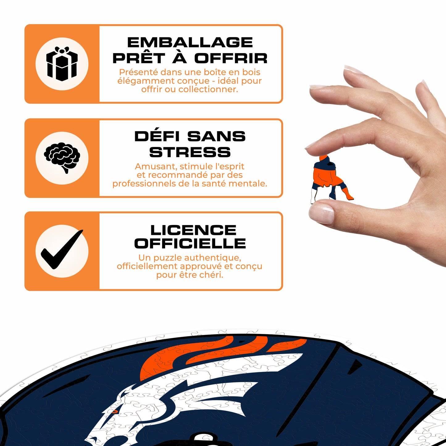 Casque Denver Broncos™ - Puzzle en Bois