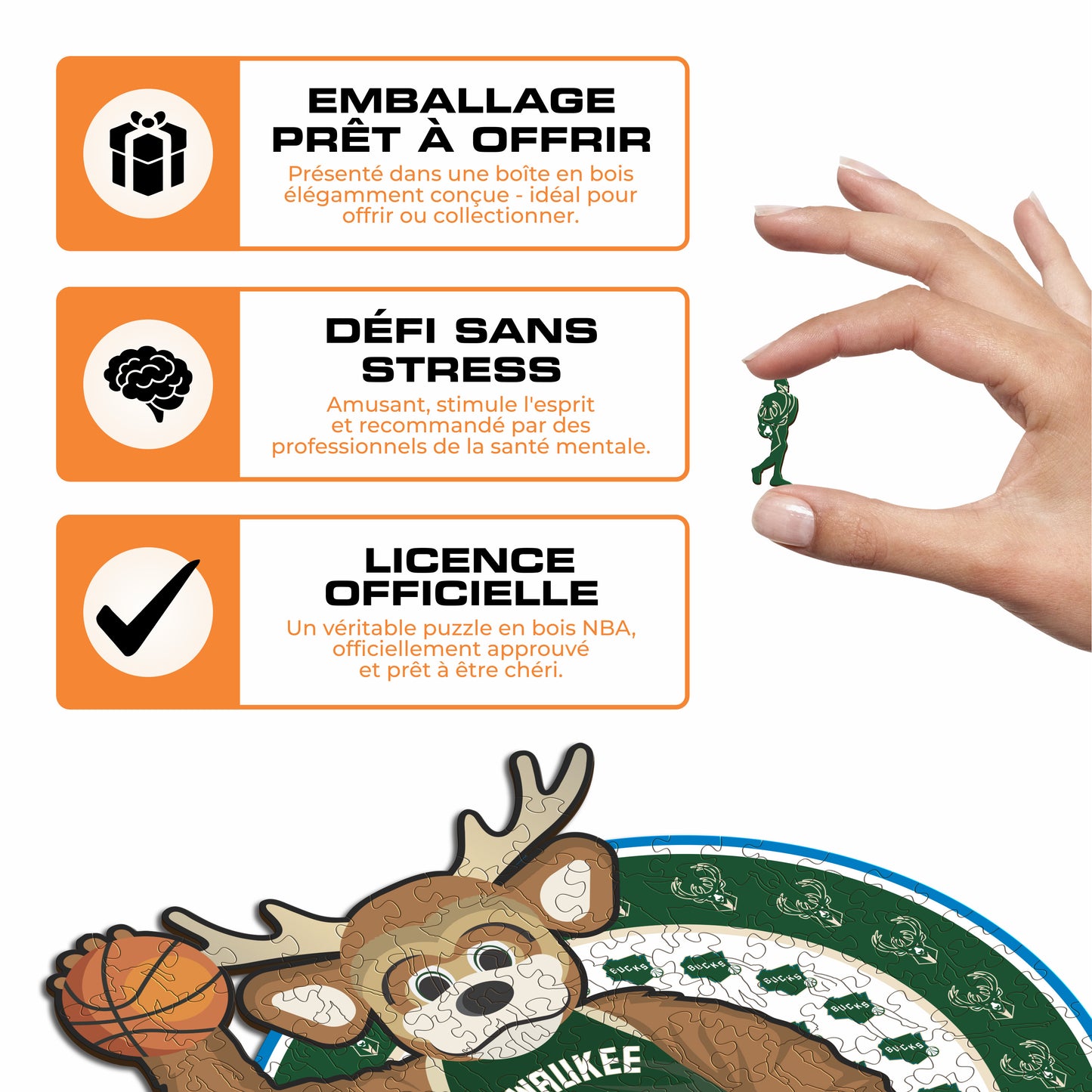 Milwaukee Bucks™ Mascotte - Puzzle en Bois