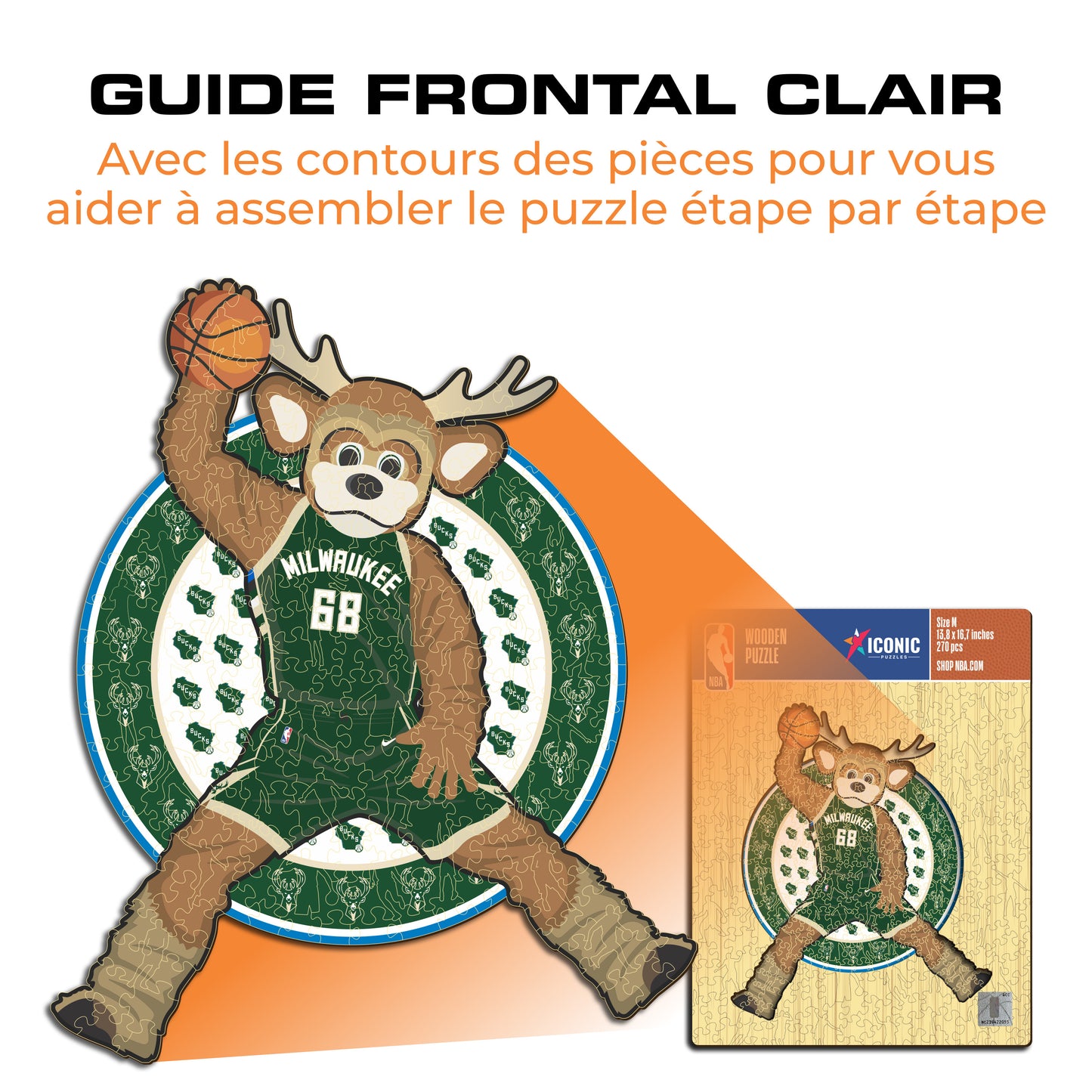 Milwaukee Bucks™ Mascotte - Puzzle en Bois