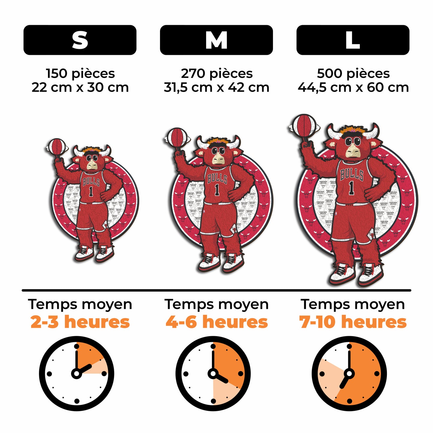 Chicago Bulls™ Mascotte - Puzzle en Bois