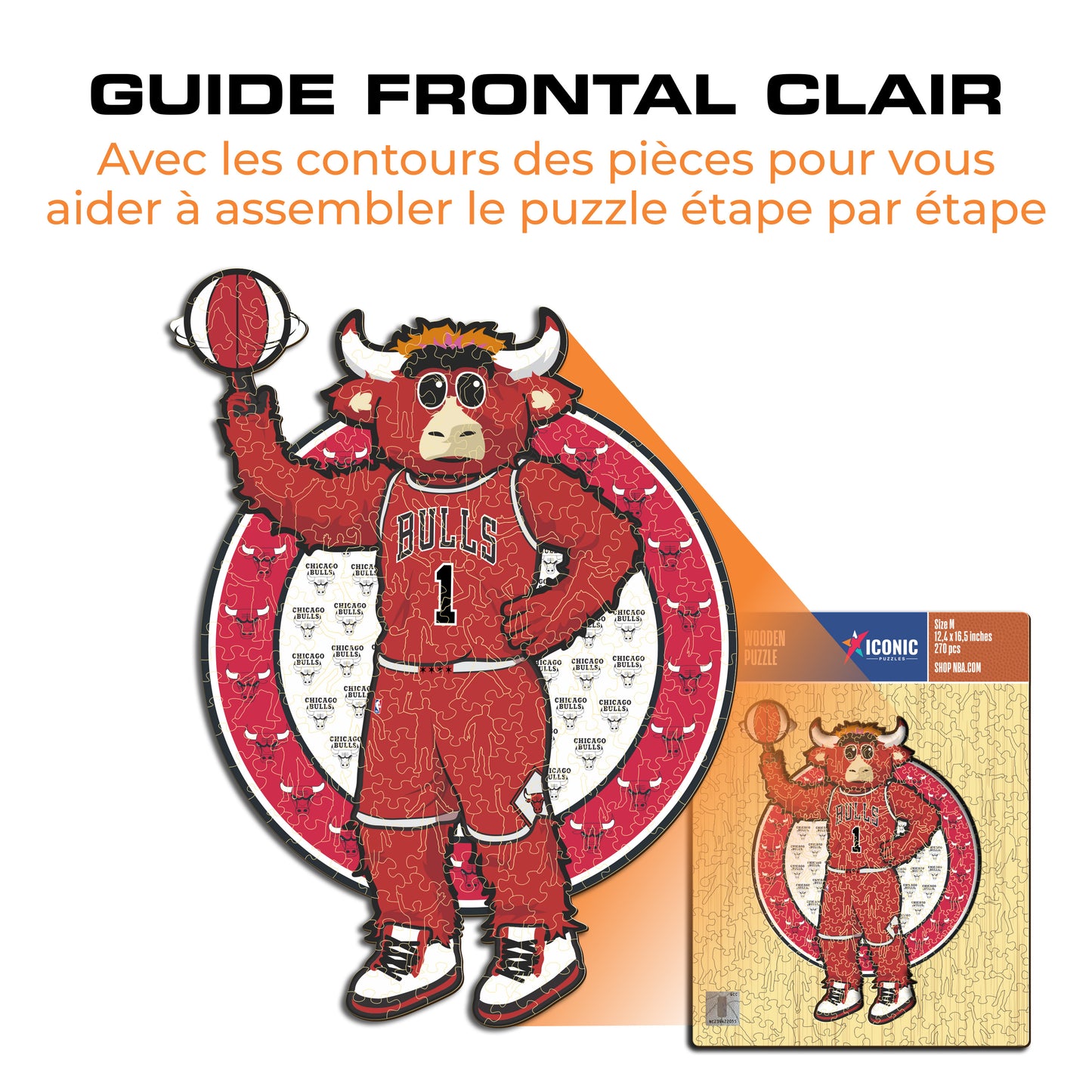 Chicago Bulls™ Mascotte - Puzzle en Bois