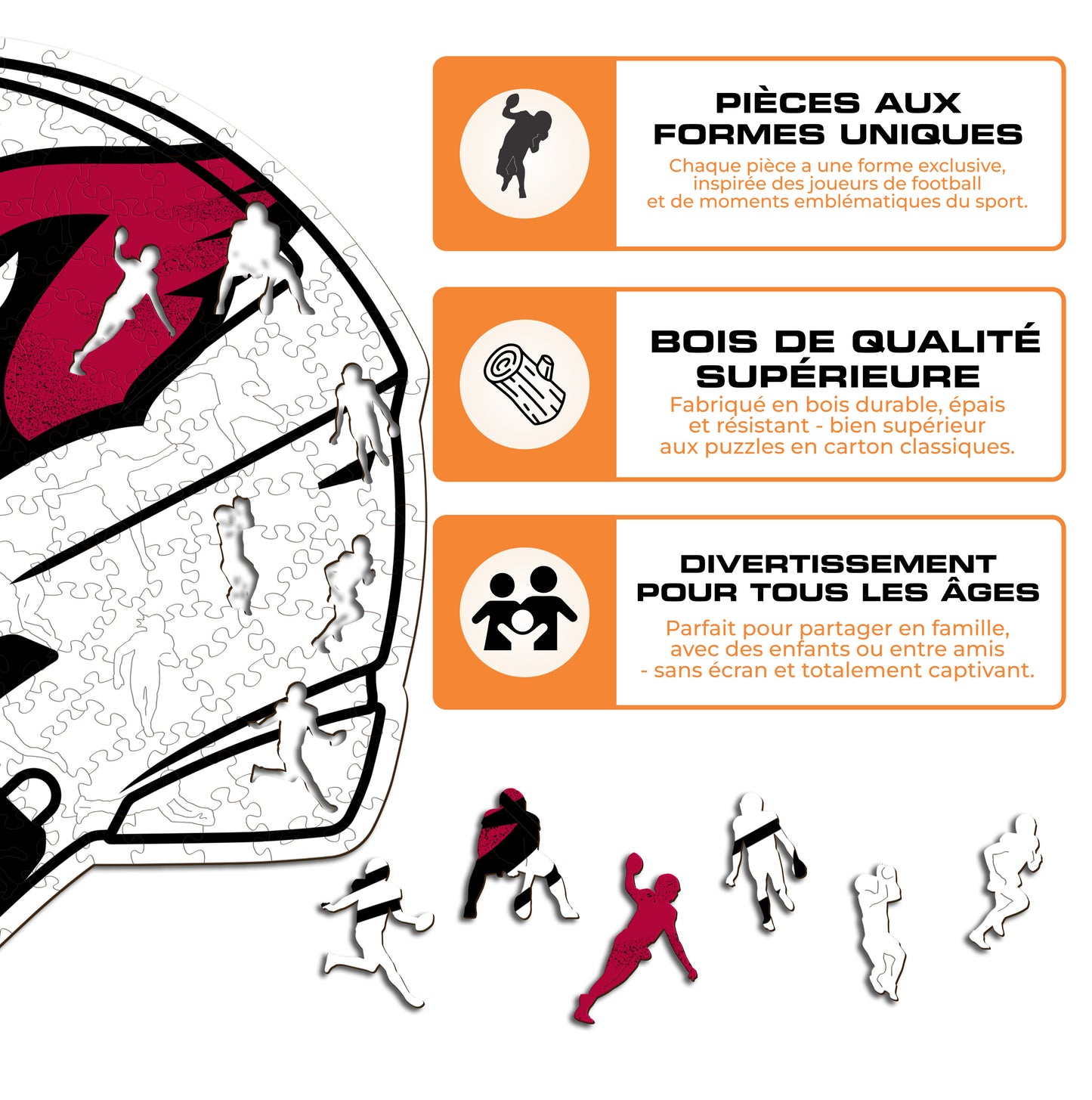Casque Arizona Cardinals™ - Puzzle en Bois