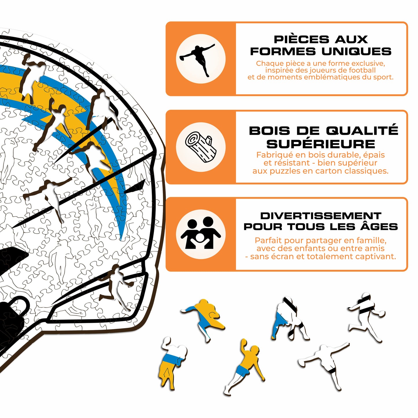 Casque Los Angeles Chargers™ - Puzzle en Bois
