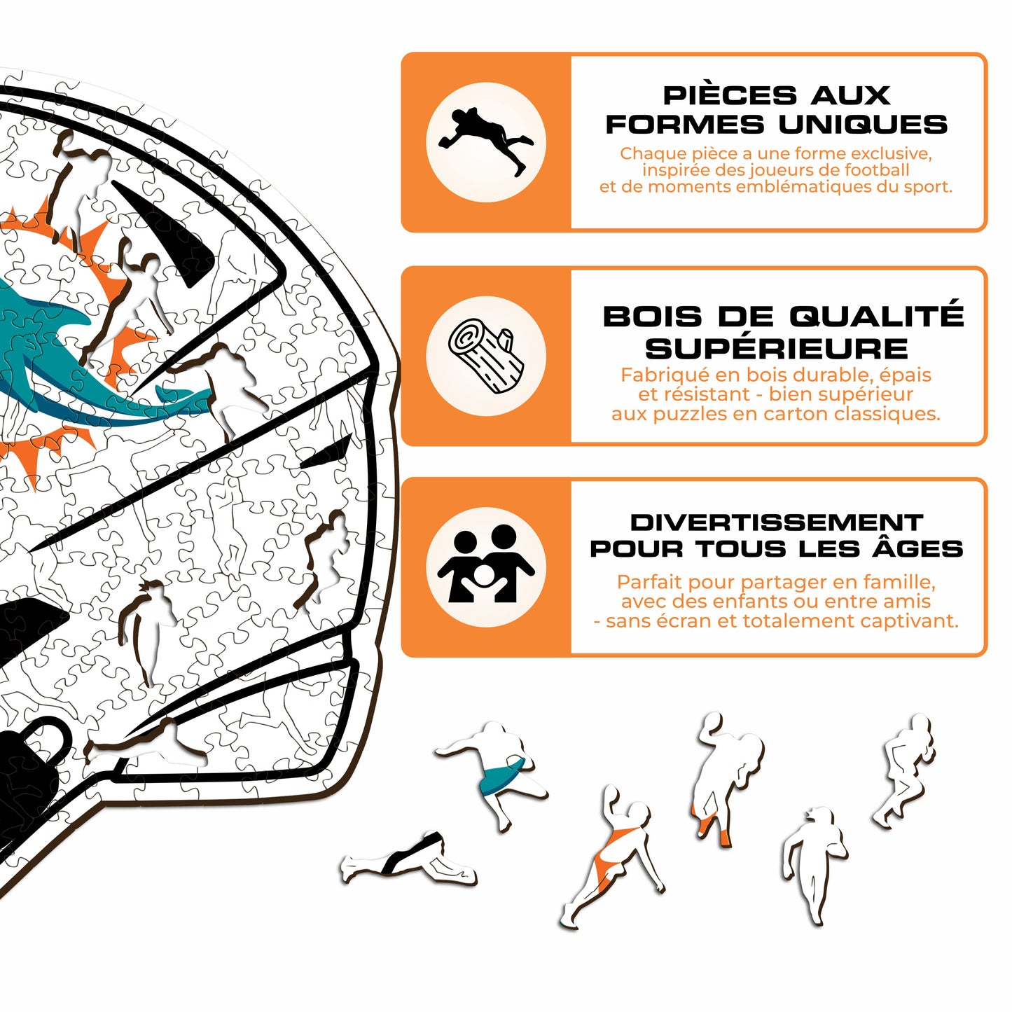 Casque Miami Dolphins™ - Puzzle en Bois