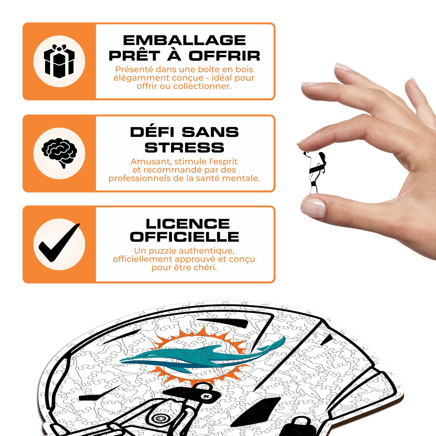 Casque Miami Dolphins™ - Puzzle en Bois