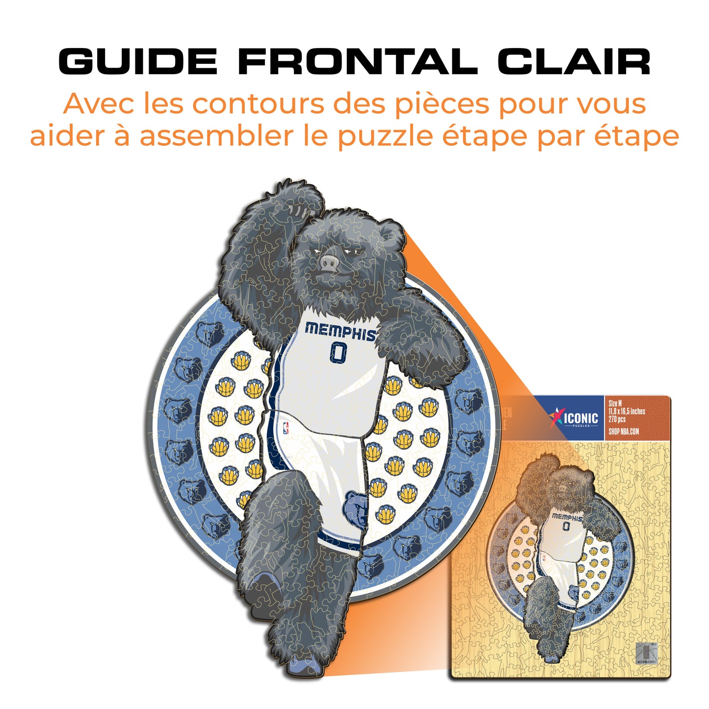 Mascotte Memphis Grizzlies™ - Puzzle en Bois