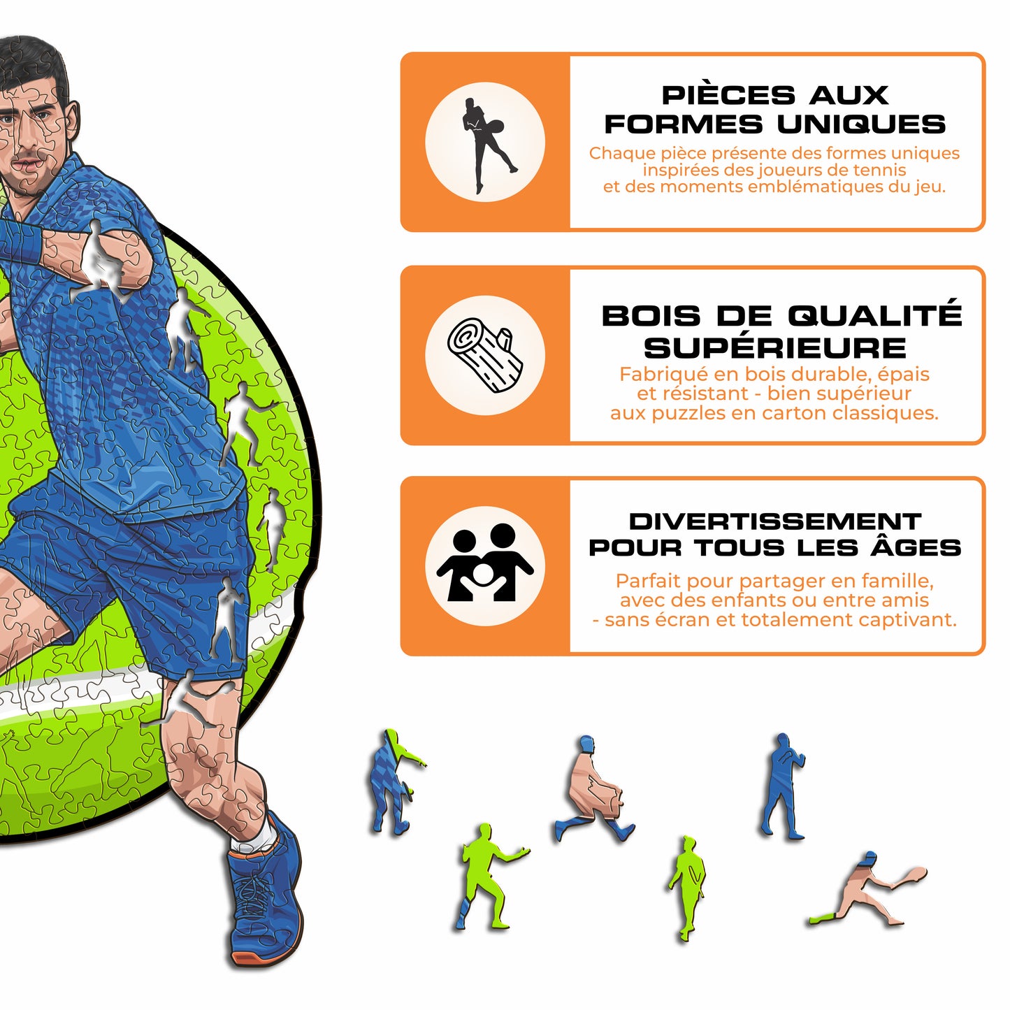 Novak Djokovic - Puzzle en Bois