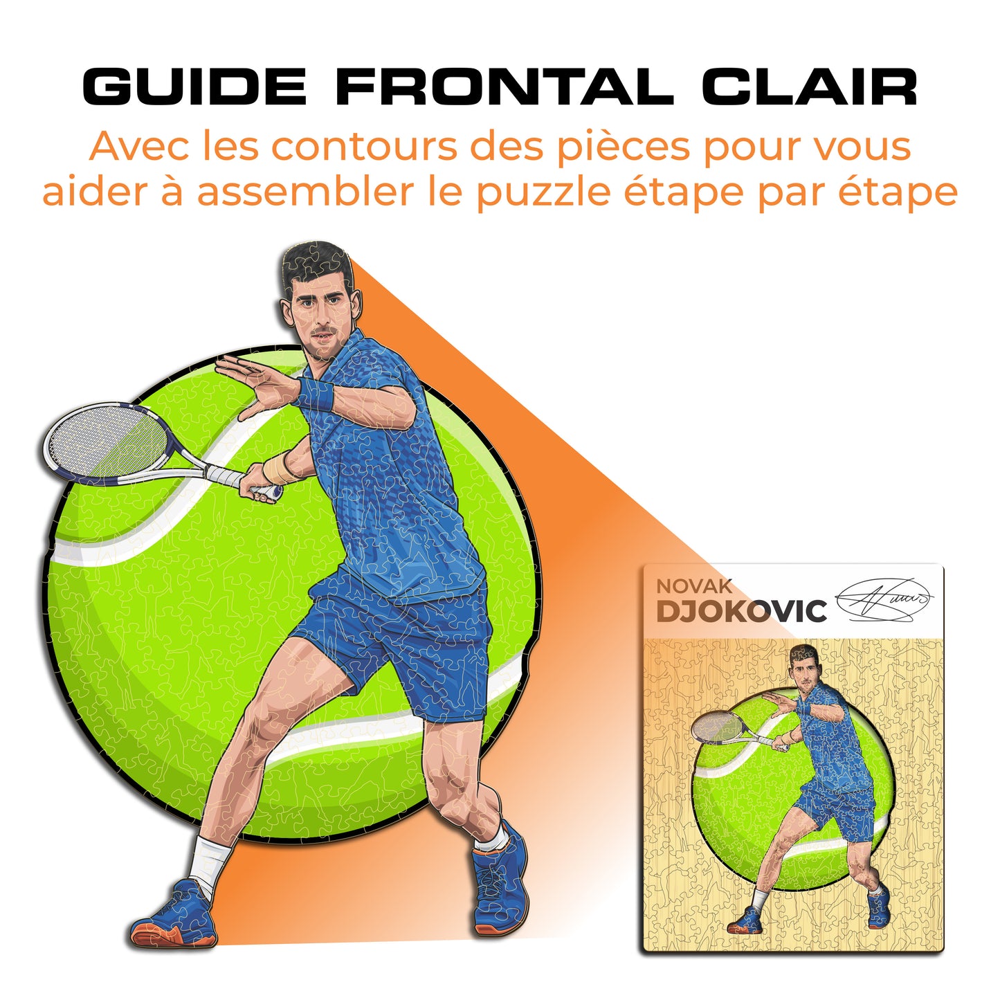 Novak Djokovic - Puzzle en Bois