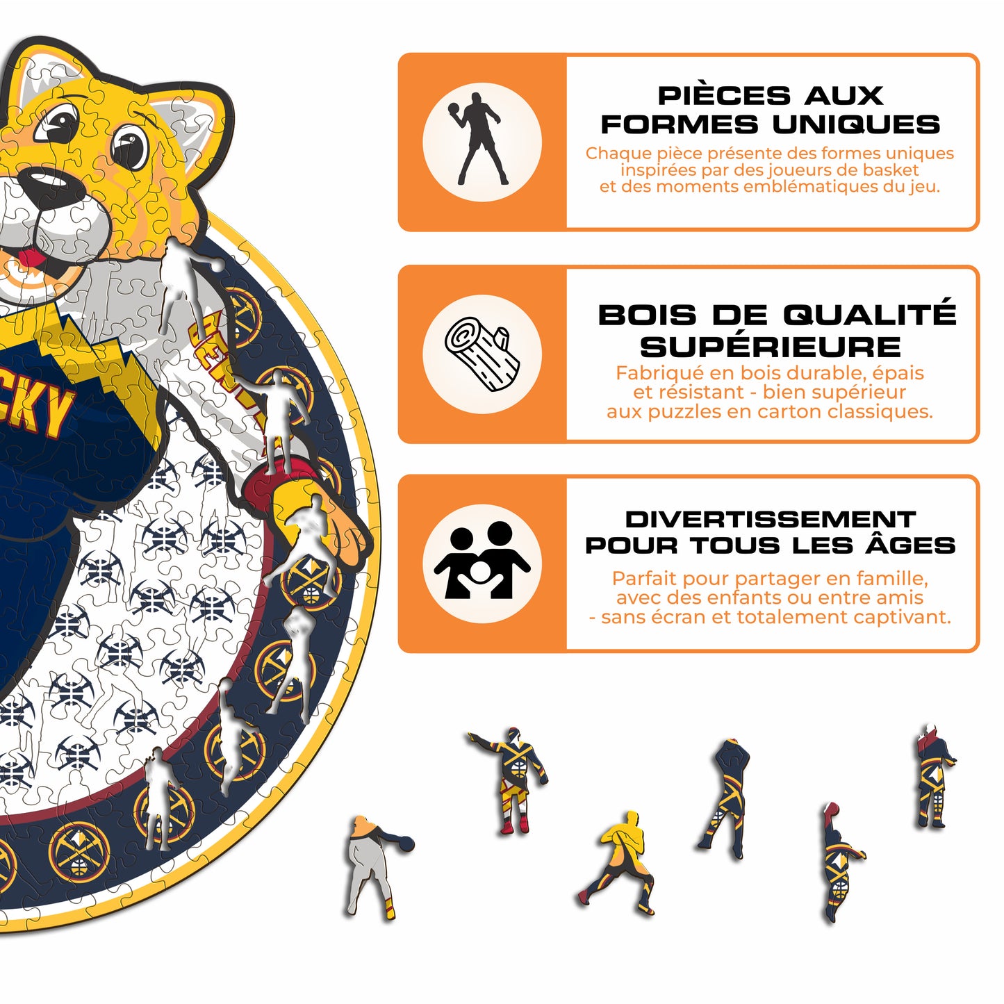 Denver Nuggets™ Mascotte - Puzzle en Bois