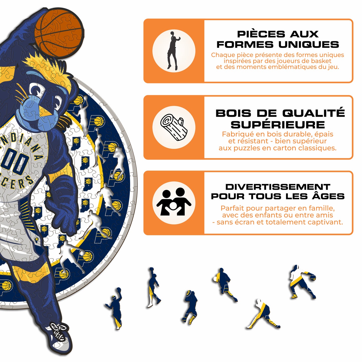 Mascotte Indiana Pacers™ - Puzzle en Bois