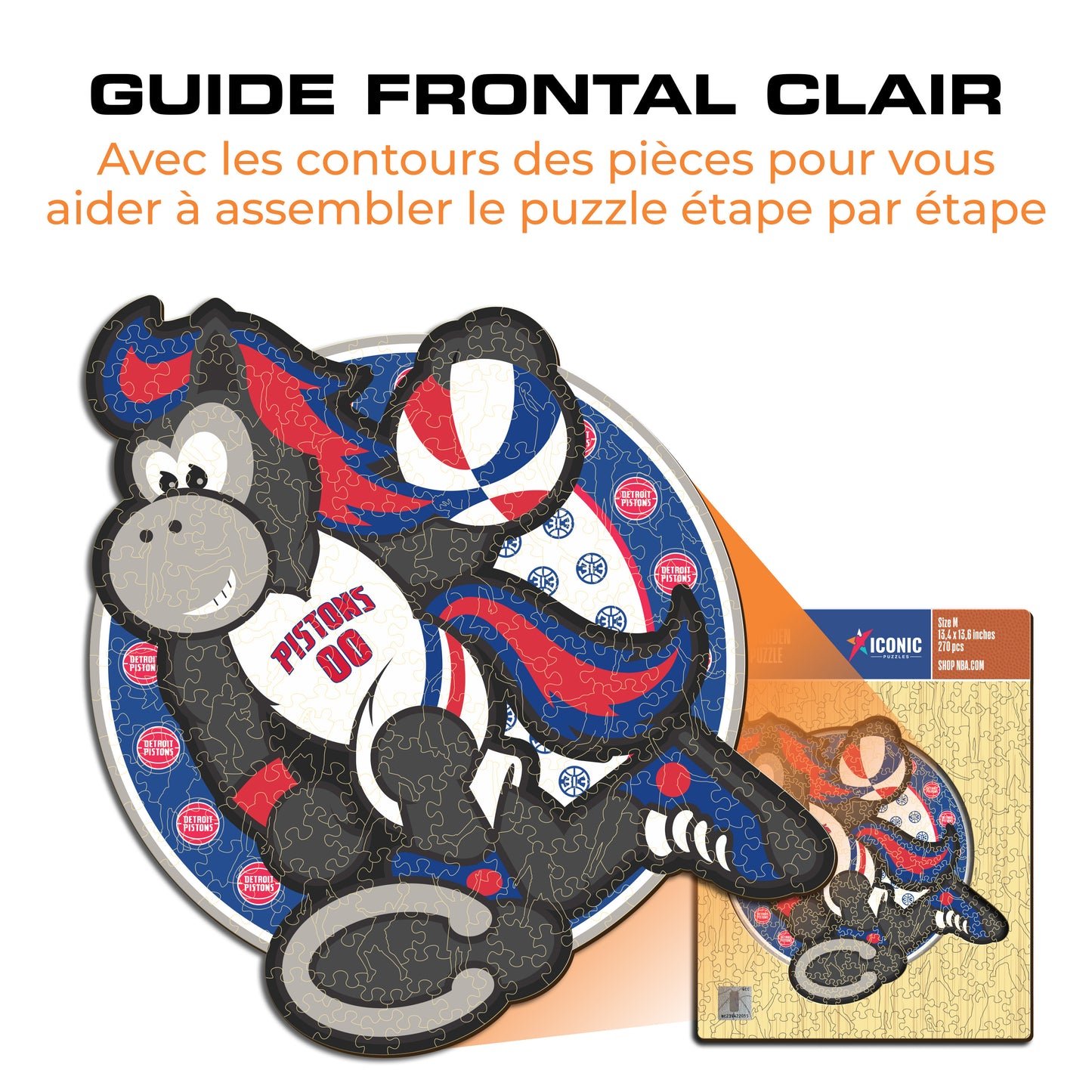 Mascotte Detroit Pistons™ - Puzzle en Bois