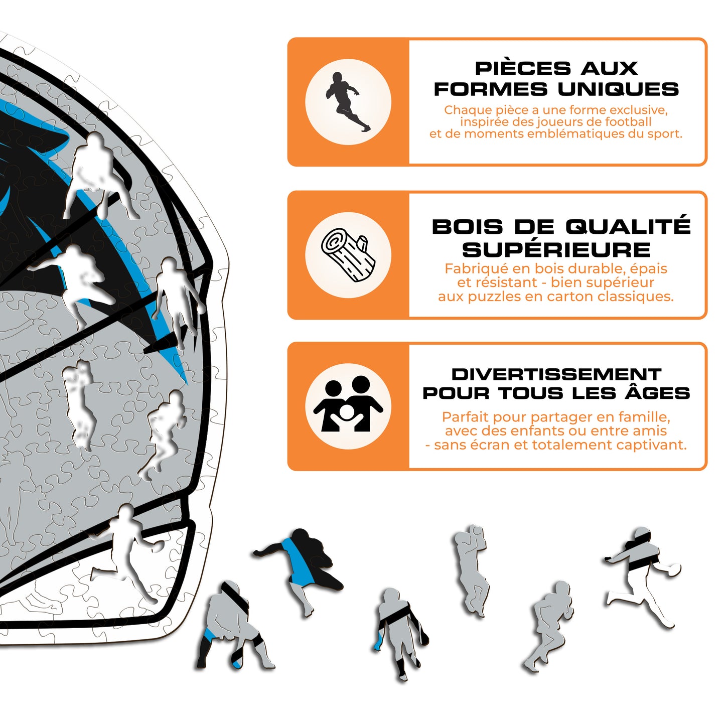 Casque Carolina Panthers™ - Puzzle en Bois