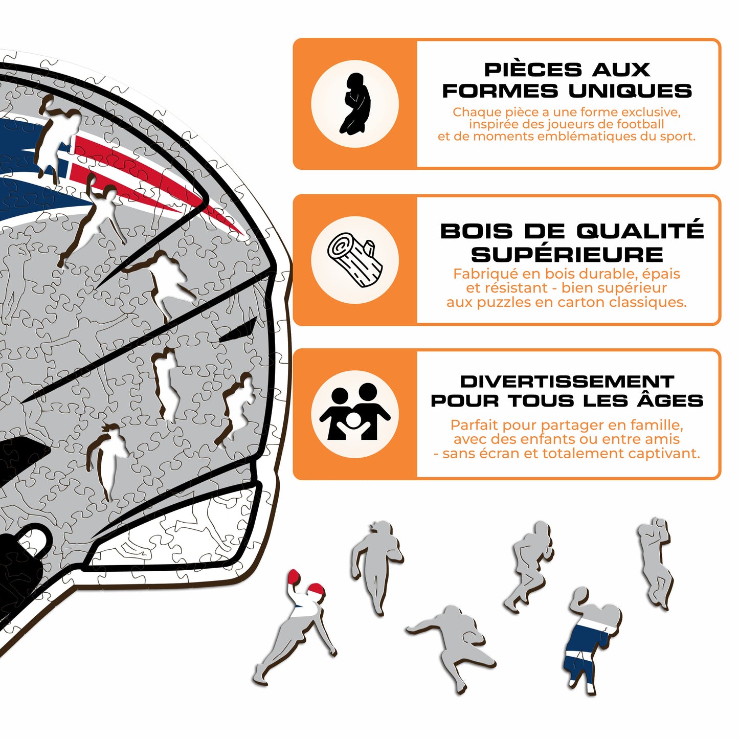 Casque New England Patriots™ - Puzzle en Bois