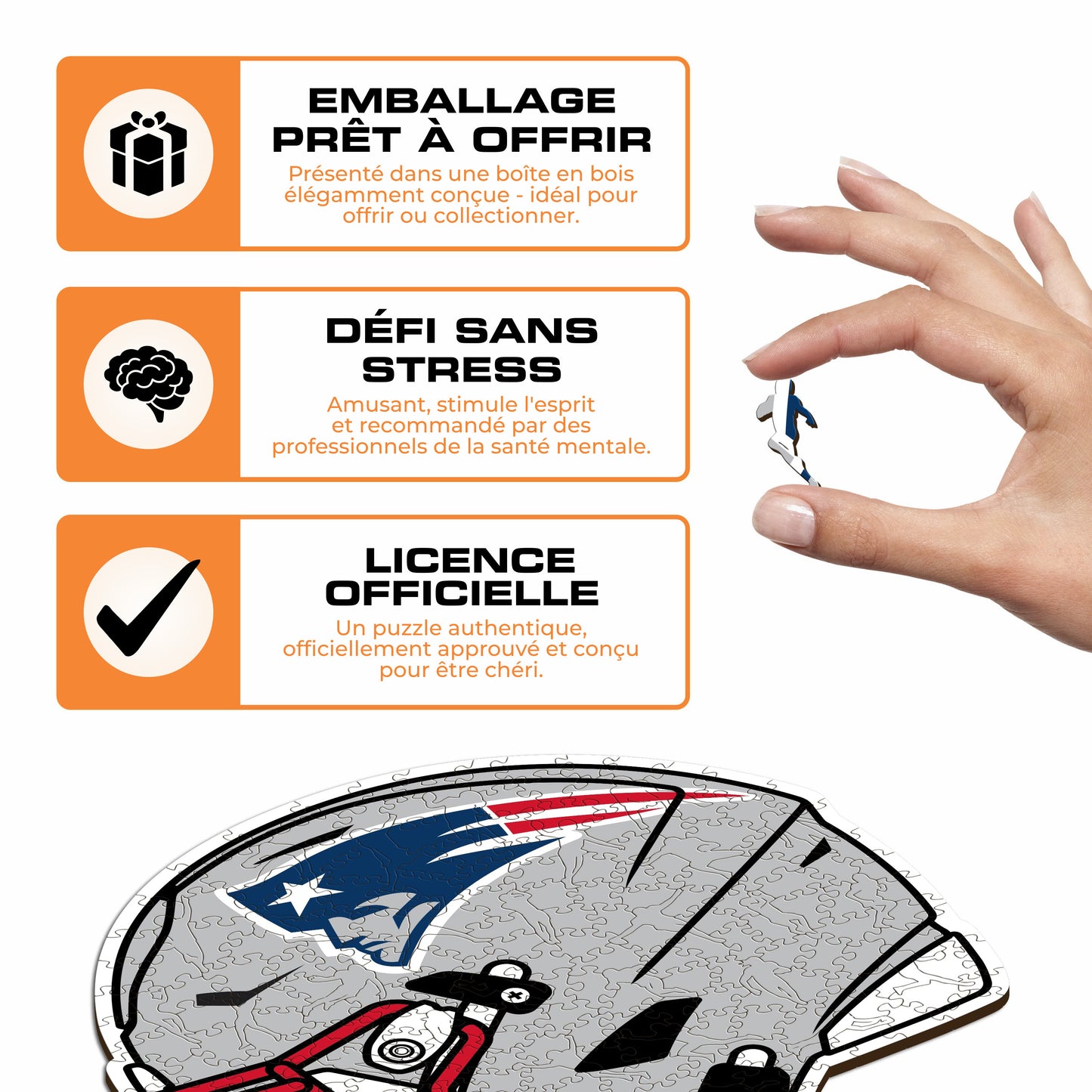 Casque New England Patriots™ - Puzzle en Bois