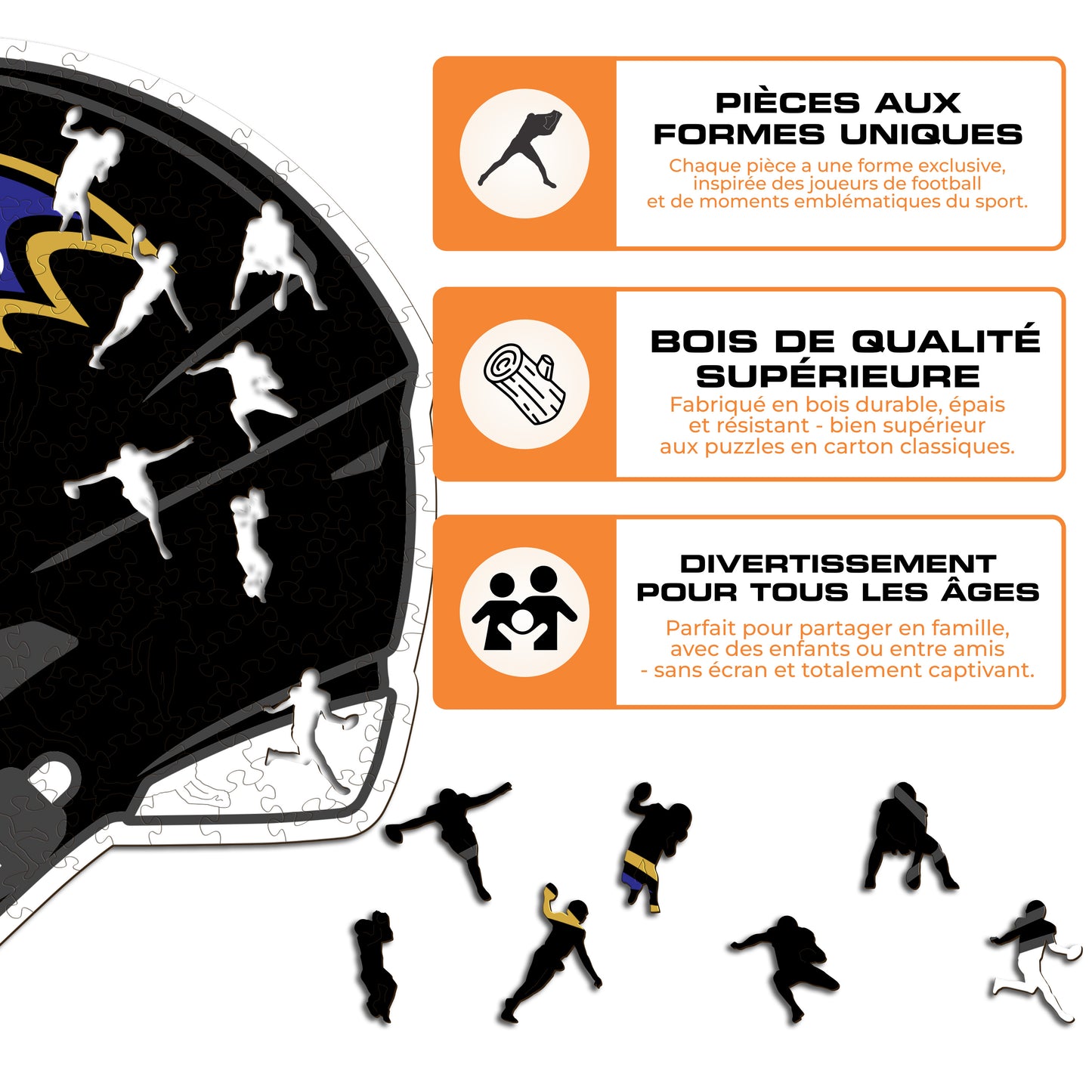 Casque Baltimore Ravens™ - Puzzle en Bois