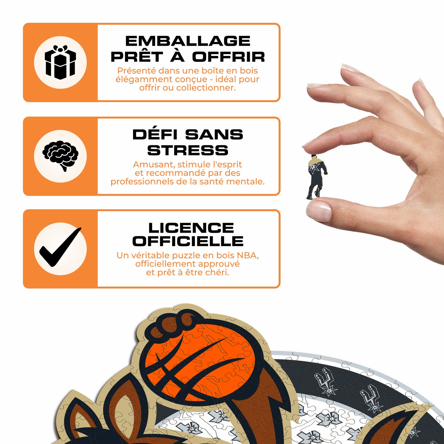 San Antonio Spurs™ Mascotte - Puzzle en Bois