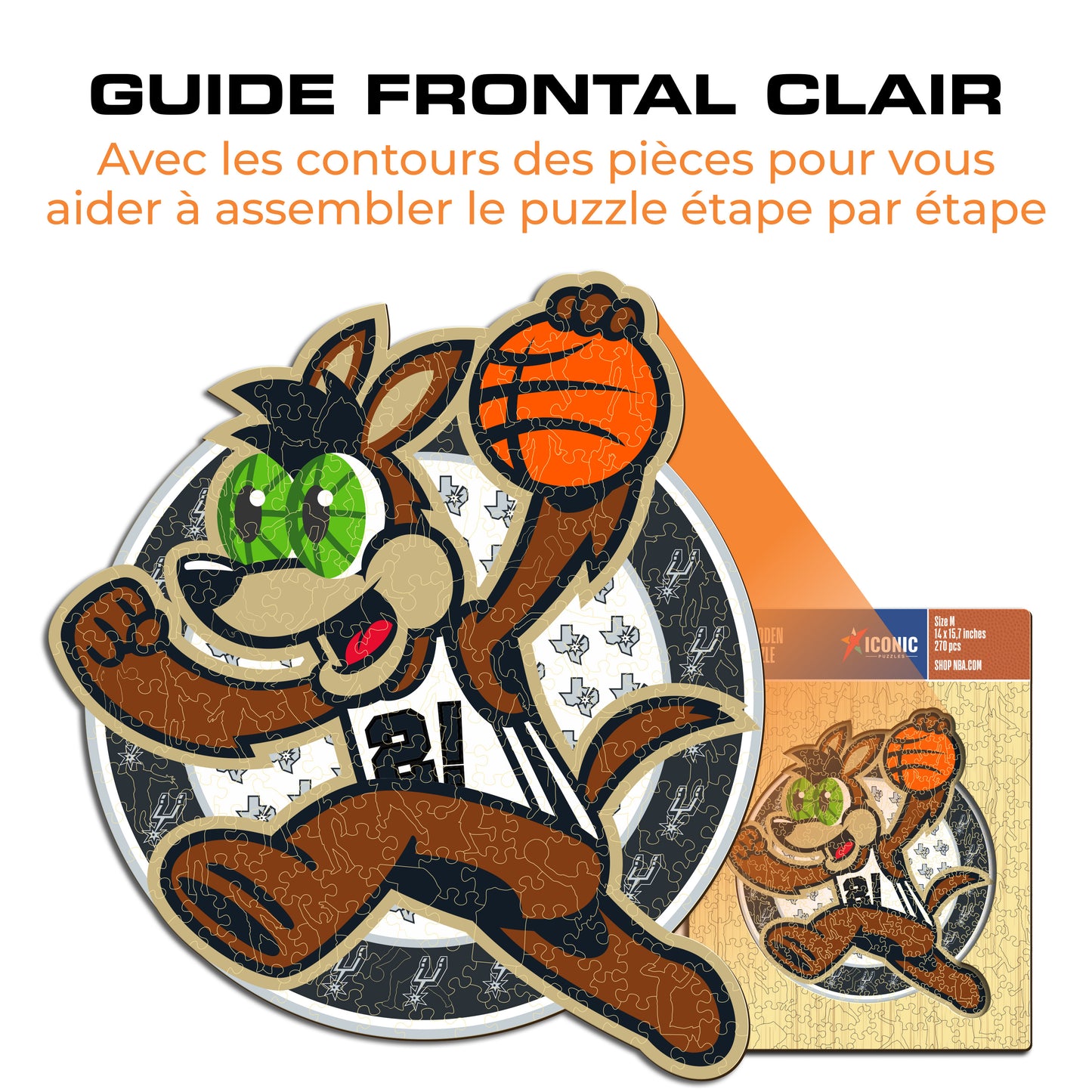 San Antonio Spurs™ Mascotte - Puzzle en Bois